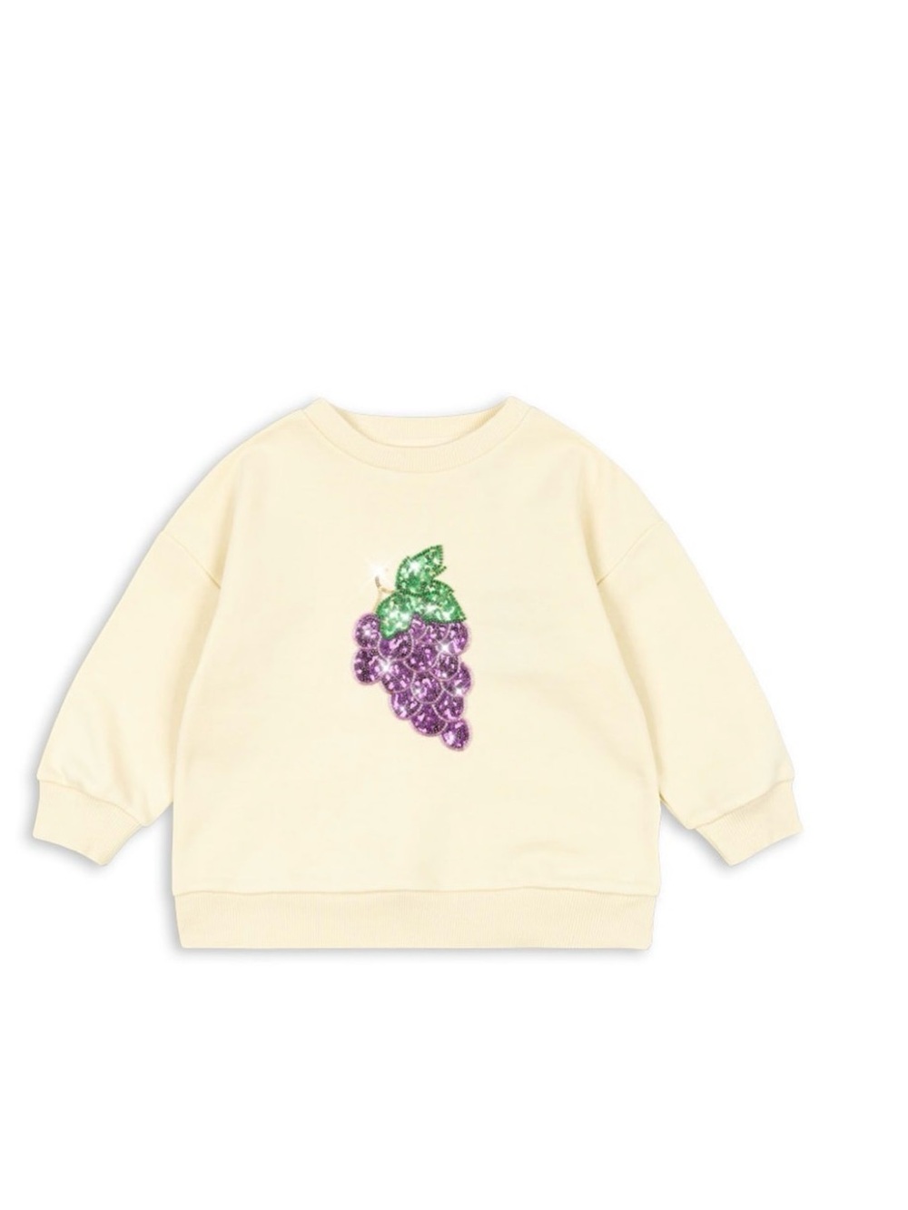 Konges Slojd Cream Knit Top with Pink Sequin Cherry Tag. Size 3